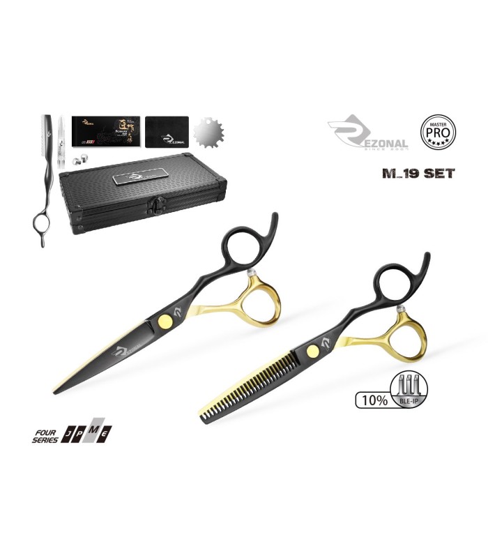 ست قیچی کات و پیتاژ مشکی طلایی بدون شیار 5.5 اینچ رزونال کد: M-19