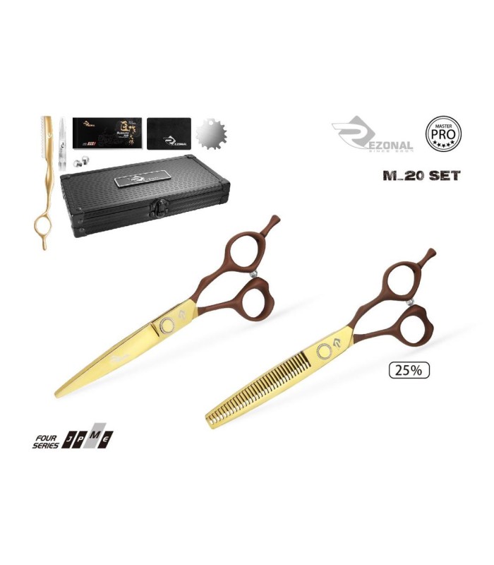 ست قیچی کات و پیتاژ طلایی قهوه ای 6 اینچ رزونال کد: M-20