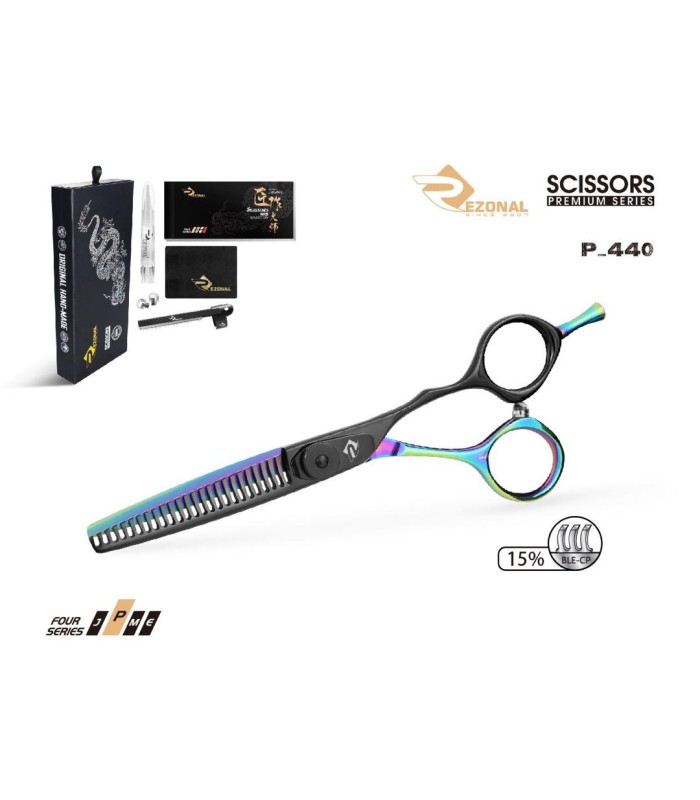 قیچی پیتاژ بدون شیار مشکی هفت رنگ 5.5 اینچ رزونال مدل REZONAL RL-440