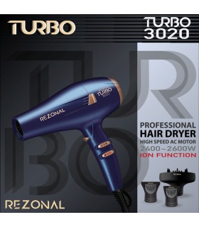 سشوار حرفه ای 2400-2600 وات رزونال مدل : 3020 TURBO
