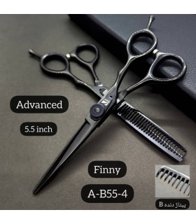 ست قیچی کات و پیتاژ 5.5 اینچ مشکی فینی کد : A-B55-4