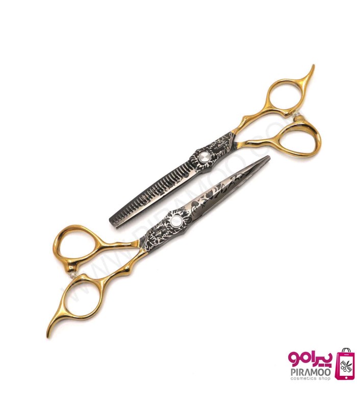 ست قیچی کات و پیتاژ 6 اینچ دسته طلایی طرح دار الکساندر ماتریکس کد : M219N