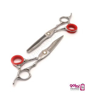 ست قیچی کات و پیتاژ 6 اینچ نقره ای طرح دار الکساندر شارژ کد : M214N
