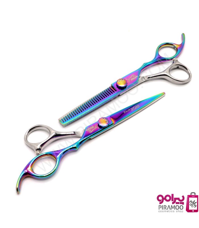 ست قیچی کات و پیتاژ 6 اینچ هفت رنگ استیل جگوار اینوکس استایل کد : M104N