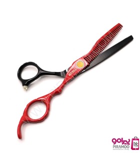 ست قیچی کات و پیتاژ 6 اینچ مشکی قرمز تایگر سنسا تیون استایل کد : M119RB