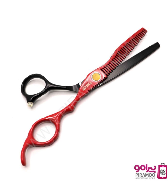 ست قیچی کات و پیتاژ 6 اینچ مشکی قرمز تایگر سنسا تیون استایل کد : M119RB