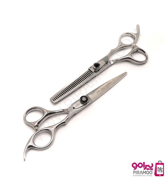 ست قیچی کات و پیتاژ 6 اینچ استیل تایگر دیاموند کات کد : M113N