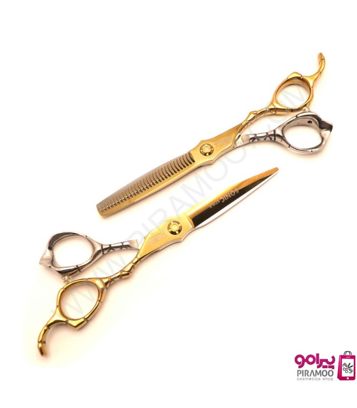 ست قیچی کات و پیتاژ 6 اینچ طلایی استیل تایگر سونیک کد : M111N