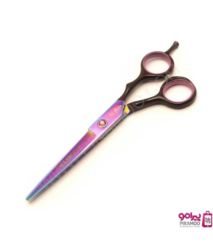 قیچی کات 6 اینچ هفت رنگ دسته قهوه ای الکساندر مجیک کات کد : M203N