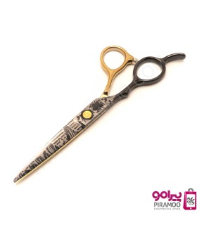 قیچی کات 6 اینچ مشکی طلایی طرح دار چپ دست الکساندر کد : M224N