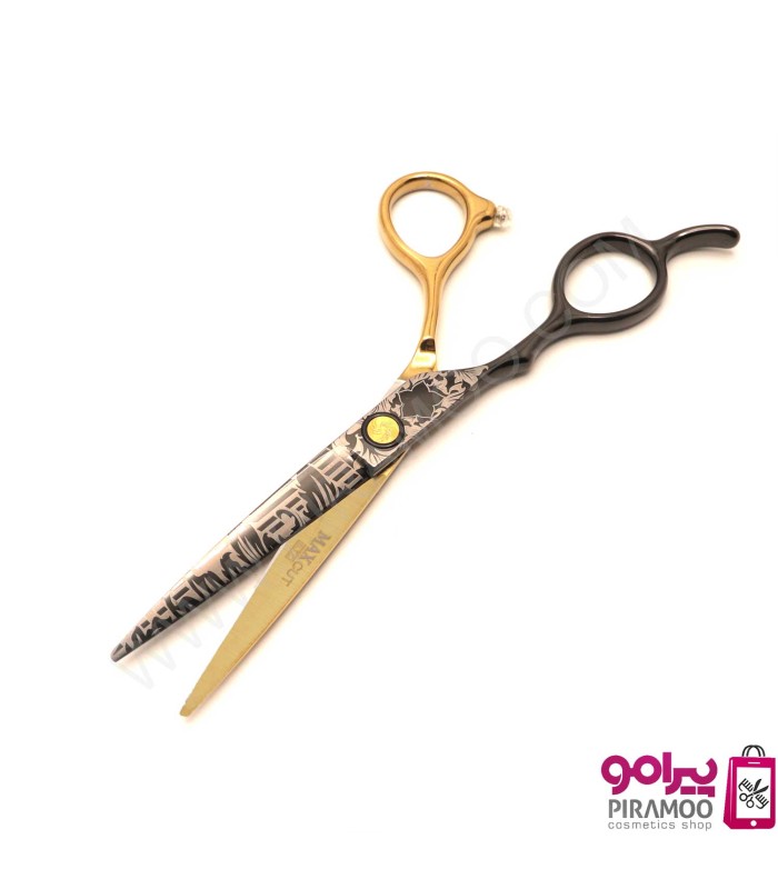 قیچی کات 6 اینچ مشکی طلایی طرح دار چپ دست الکساندر کد : M224N