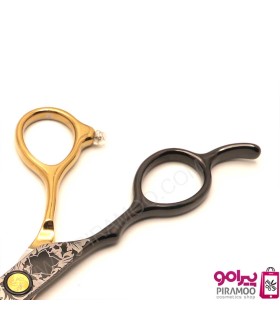 قیچی کات 6 اینچ مشکی طلایی طرح دار چپ دست الکساندر کد : M224N