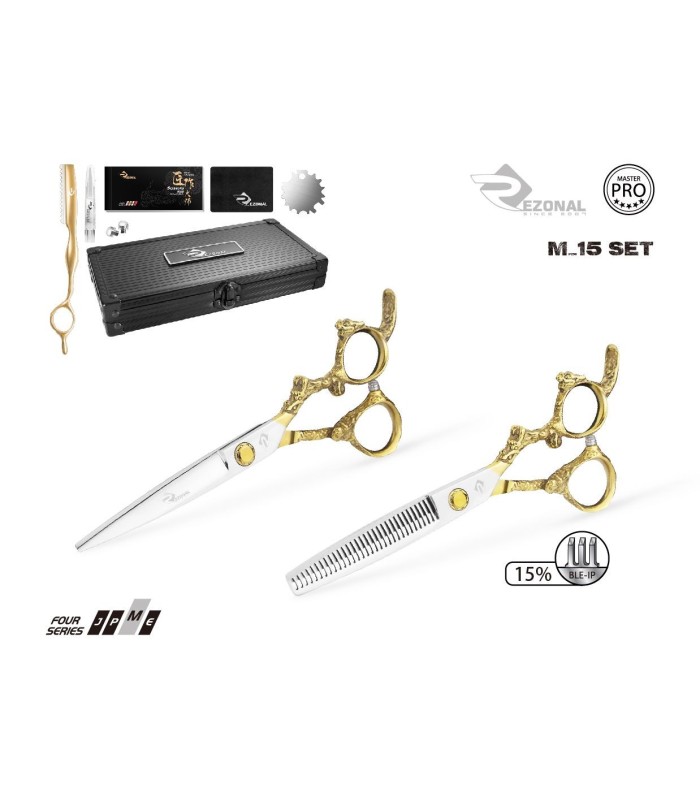 ست قیچی کات و پیتاژ طلایی استیل بدون شیار 6 اینچ رزونال کد: M-15