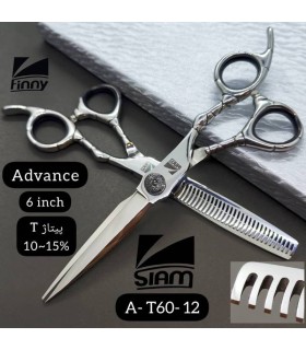 ست قیچی کات و پیتاژ 6 اینچ استیل تم مشکی صیام (فینی) کد: A-T60-12