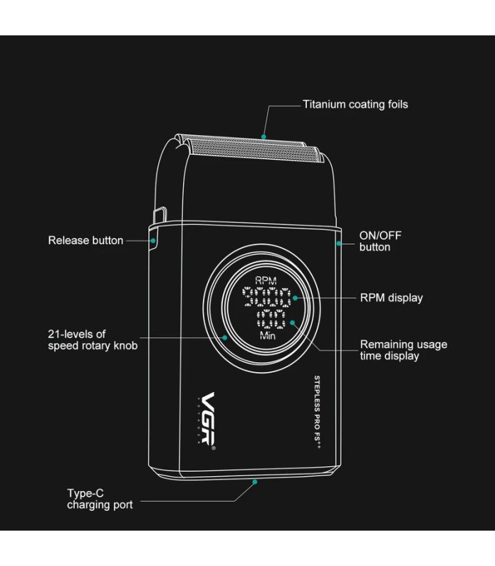 ماشین اصلاح صورت شیور مشکی وی جی آر مدل: V-377