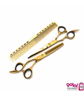 ست قیچی کات و پیتاژ 6 اینچ چپ دست طلایی رزونال کد: E-1