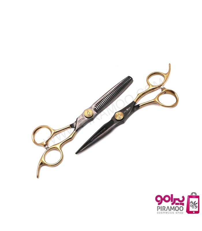 ست قیچی کات و پیتاژ 6 اینچ اکستریم استایل مشکی طلایی الکساندر کد: M223N