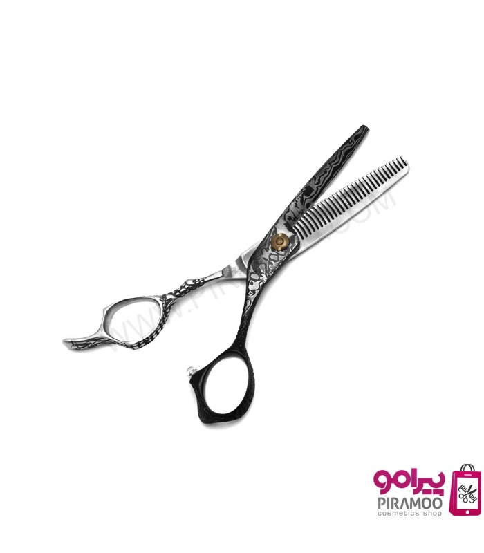 ست قیچی کات و پیتاژ 6 اینچ مشکی استیل طرح دار الکساندر کد: M112N