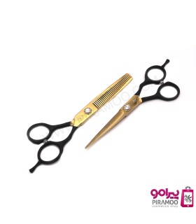 ست قیچی کات و پیتاژ 6 اینچ تاپ استایل مشکی طلایی الکساندر کد: M218N