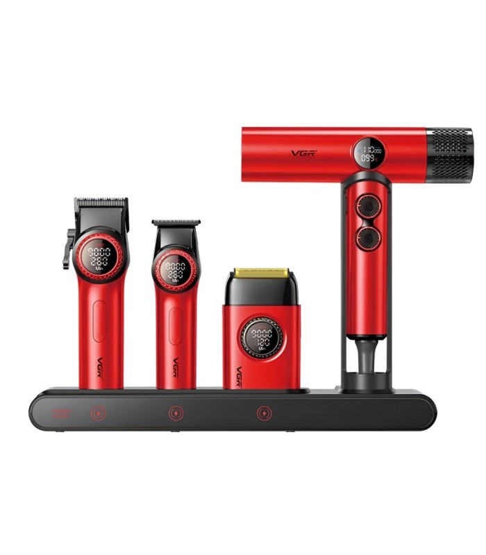 ست 4 در 1 ماشین اصلاح خط زن ، حجم زن ، شیور و سشوار وی جی آر کد: PR-3021