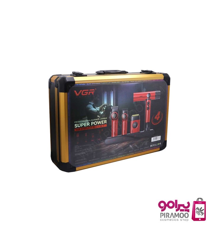 ست 4 در 1 ماشین اصلاح خط زن ، حجم زن ، شیور و سشوار وی جی آر کد: PR-3021