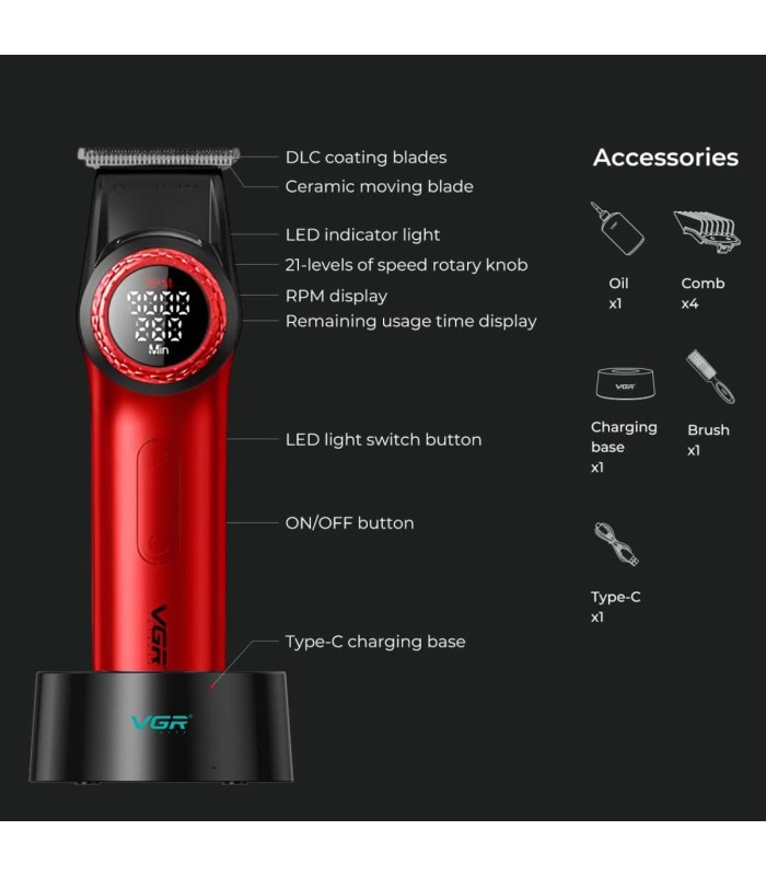 ماشین اصلاح سر و صورت خط زن قرمز وی جی آر مدل: V-977