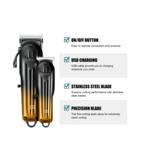 ست ماشین اصلاح حجم زن و خط زن طلایی مشکی وی جی آر مدل: V-646