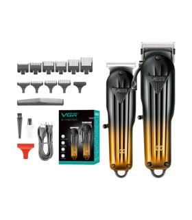 ست ماشین اصلاح حجم زن و خط زن طلایی مشکی وی جی آر مدل: V-646