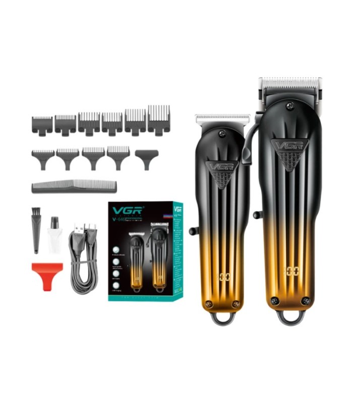 ست ماشین اصلاح حجم زن و خط زن طلایی مشکی وی جی آر مدل: V-646