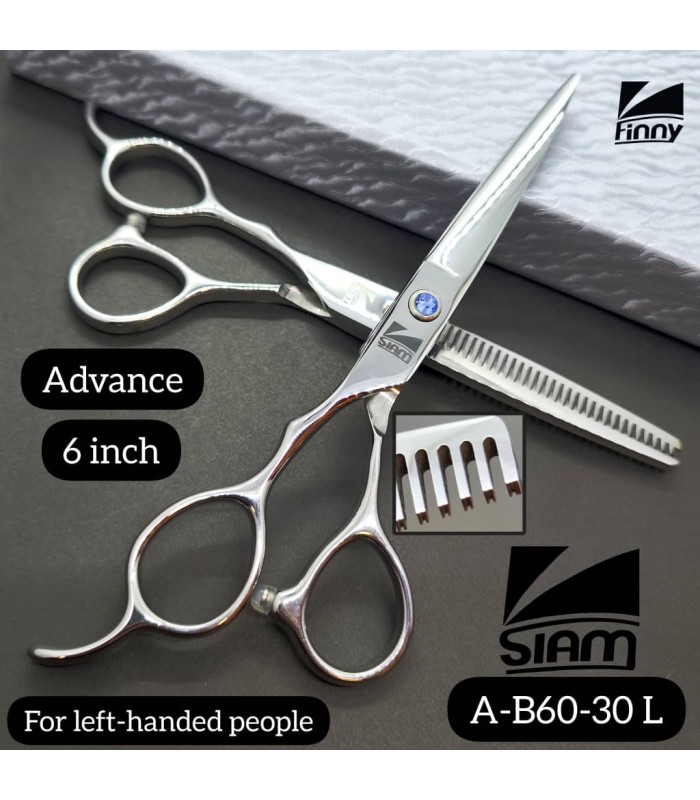 ست قیچی کات و پیتاژ 6 اینچ چپ دست استیل تم آبی صیام (فینی) کد: A-B60-30L