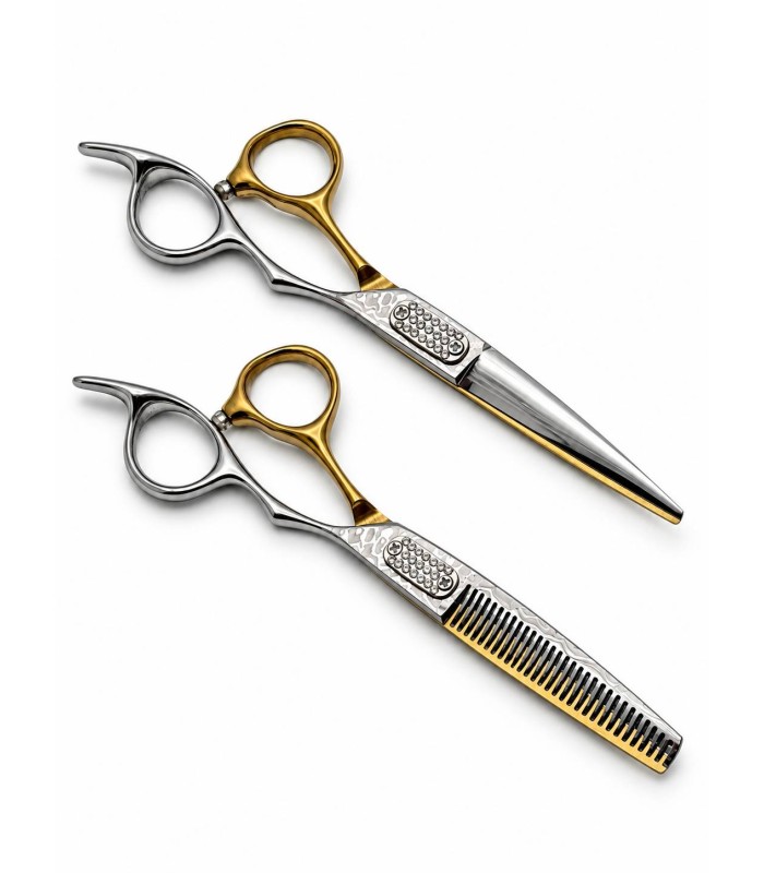 ست قیچی کات و پیتاژ 6 اینچ طلایی نقره ای طرح دار الکساندر دیتیلر کد: M217N