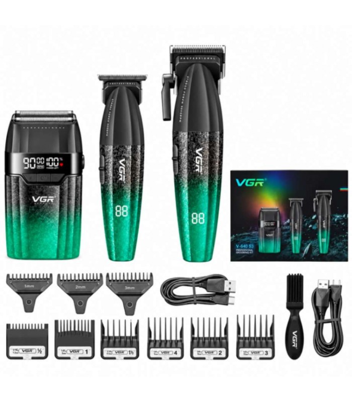 ست ماشین اصلاح حجم زن و خط زن و شیور وی جی آر مدل: V-640 S3 کد: 1460