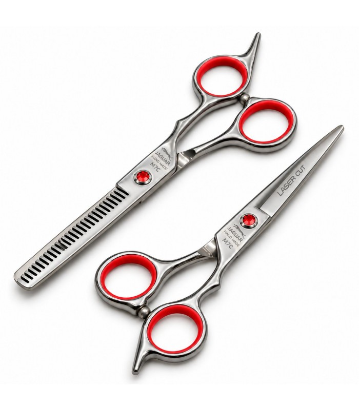 ست قیچی کات و پیتاژ 6 اینچ استیل جگوار شیاردار لیسر کات کد: M101N