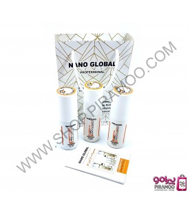 کراتین صافی برند نانو گلوبال همراه شامپو قبل و بعد قوطی80 میل NANO GLOBAL KERATIN