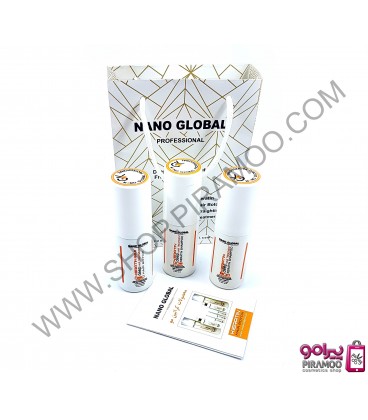 کراتین صافی برند نانو گلوبال همراه شامپو قبل و بعد قوطی80 میل NANO GLOBAL KERATIN