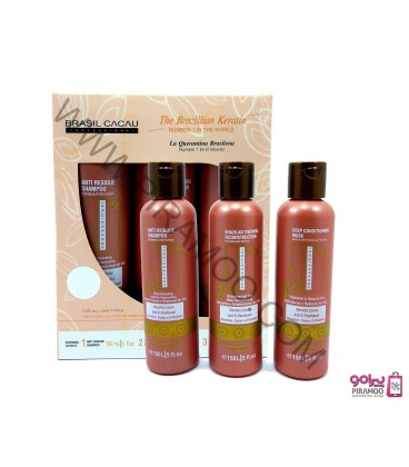 کراتین کاکائو برزیل همراه شامپو قبل و بعد قوطی150 میل BRASIL CACAU KERATIN