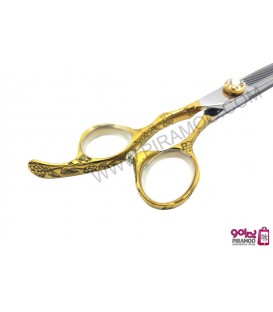 قیچی پیتاژ طلایی چپ دست کنده کاری شده 5.5اینچ رزونال مدل REZONAL RL-240