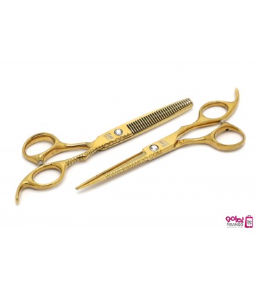 ست قیچی کات و پیتاژ طلایی 6 اینچ فینی کد : Finny 102