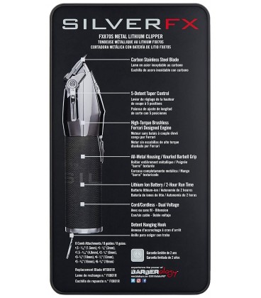 ماشین اصلاح سر و صورت سیلور بابلیس BaBylissProBaBylissPro SILVERFX Metal Lithium Clipper FX870S Metal Lithium Clipper FX870S