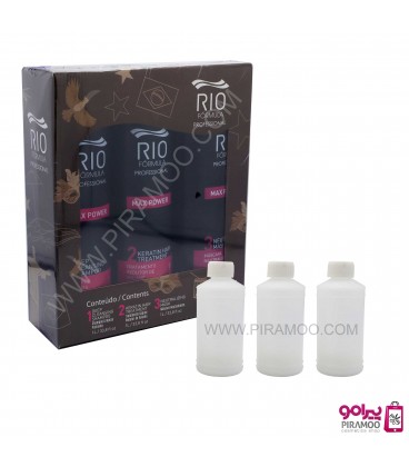 کراتین صافی برند ریو فرمولا همراه شامپو قبل و بعد قوطی 100 میل RIO FORMULA Max Power