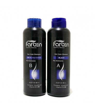 شامپو رنگ مو مشکی فاربن شماره 1.0 حجم 150 میلی لیتر Farben 1.0 Hair color shampoo 150 ml Black