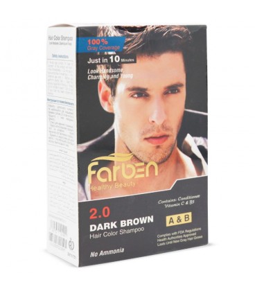 شامپو رنگ مو قهوه ای تیره فاربن شماره 2.0 حجم 150 میلی لیتر Farben 1.0 Hair color shampoo 150 ml DARK BROWN