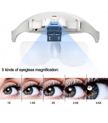 هد لایت عینکی همراه 5 عدسی بزرگنمایی professional magnifying glass
