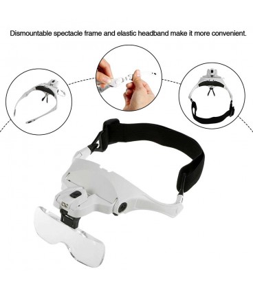 هد لایت عینکی همراه 5 عدسی بزرگنمایی professional magnifying glass