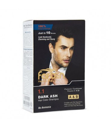 شامپو رنگ مو خاکستری تیره فاربن شماره 1.1 حجم 150 میلی لیتر Farben 1.1 DARK ASH Hair color shampoo 150 ml BROWN
