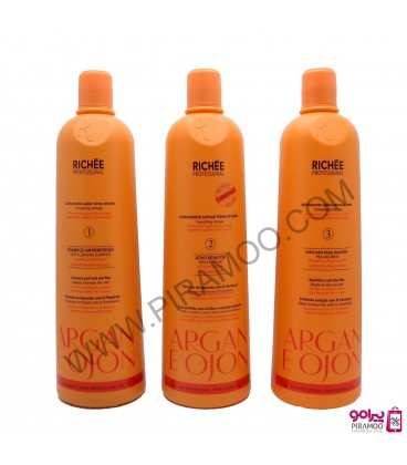 کراتین صافی برند ریچی همراه شامپو قبل و بعد قوطی 1000 میل RICHEE PROFESSIONAL