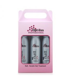 کراتین صافی برند اپتلیس همراه شامپو قبل و بعد قوطی 1000 میل Optliss Clarifying Shampoo+Keratin Hair Treatment+Neutralizing Mask