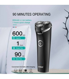 شیور شارژی سه تیغ وی جی آر مدل: VGR V-319