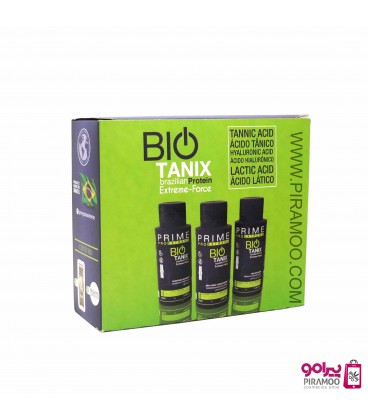 کراتین صافی برند بیوتانیکس پرایم همراه شامپو قبل و بعد قوطی 100 میل BIO TANIX PRIME
