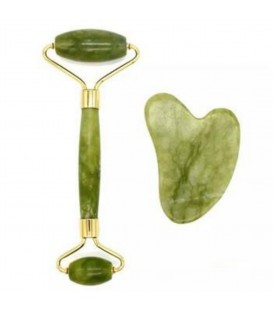 ماساژور جیدرولر سنگی همراه با سنگ گواشا Jade Roller